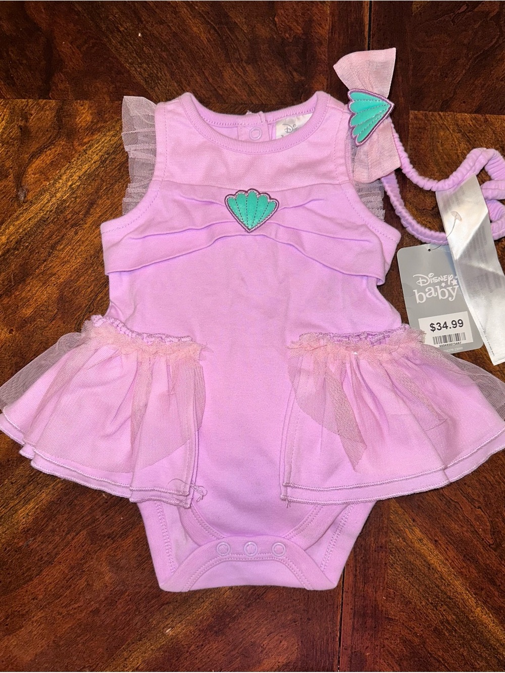 Disney Lavender Pink Mermaid Tutu Bodysuit